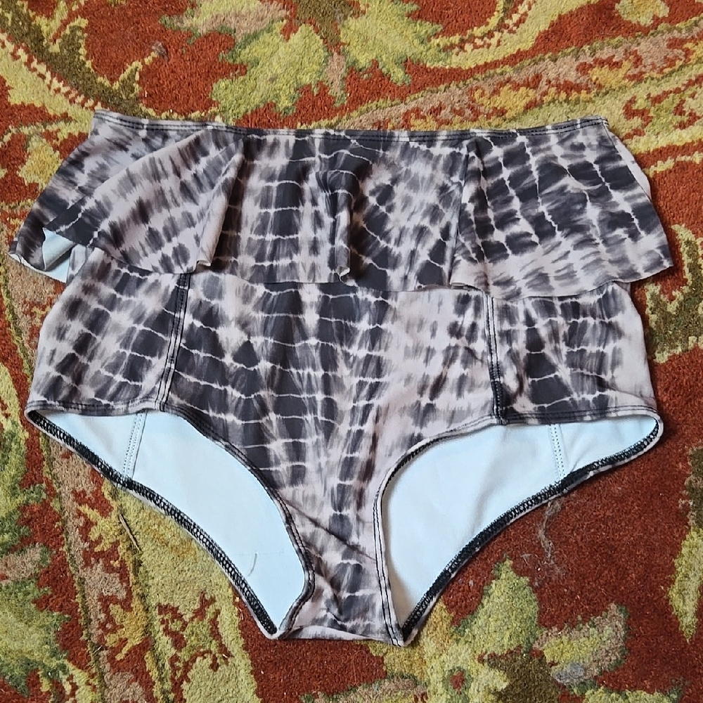 Kortnie Jeane Tie Dye brown high wait bikini bottom